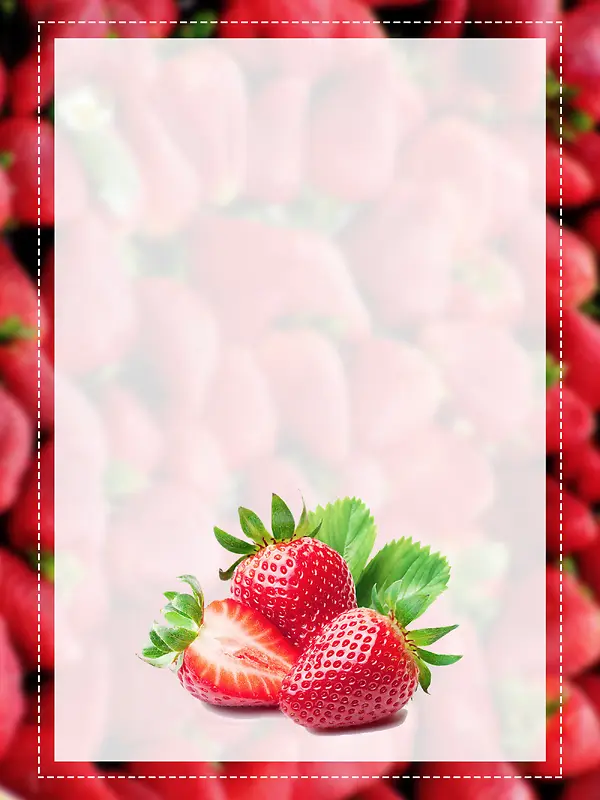 美味草莓简约几何红色背景