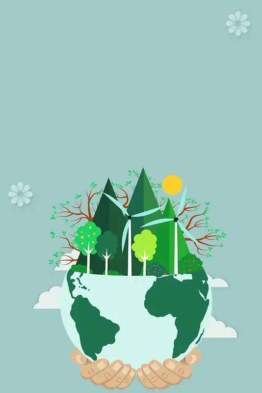 地球绿色环保卡通简约背景