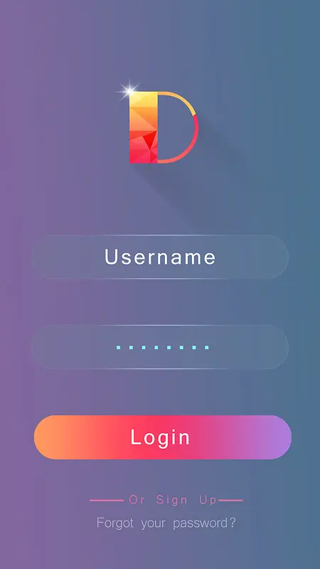 渐变扁平APP登录页设计源文件免费下载