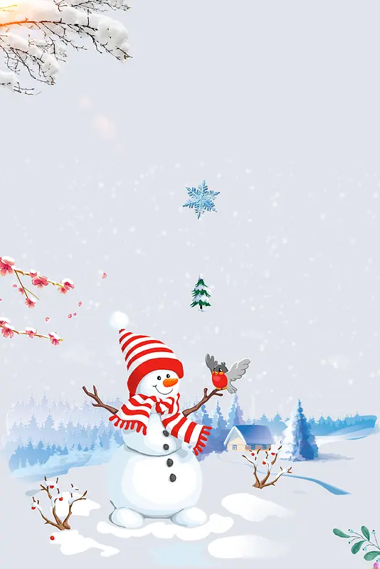 卡通雪人简约banner