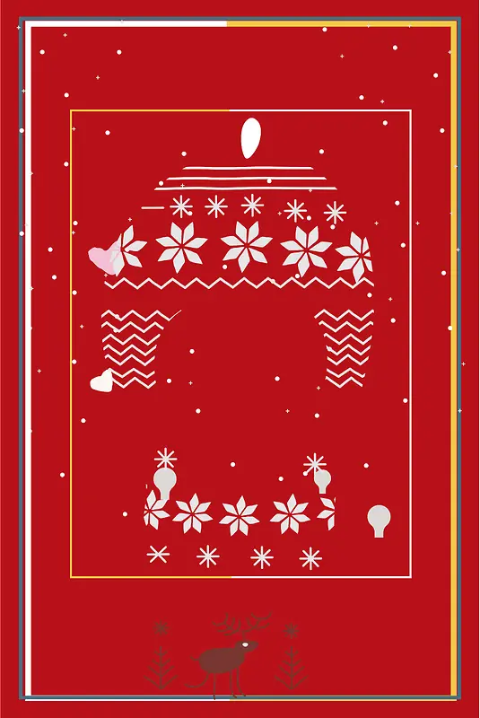 圣诞节简约红色喜庆手绘线条矢量海报