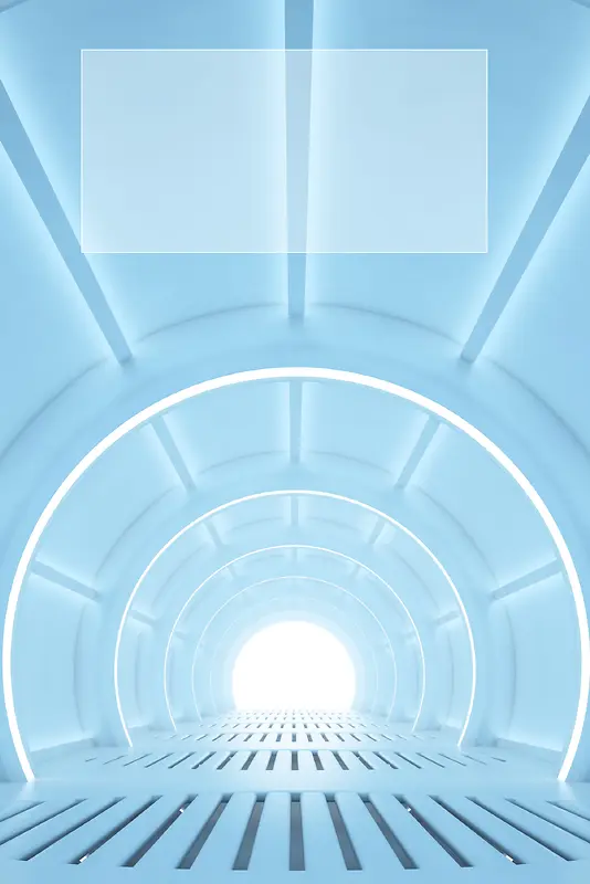 简约时尚大气蓝色隧道广告