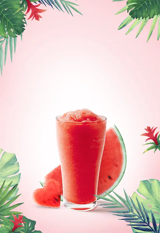 夏天冷饮西瓜汁海报背景