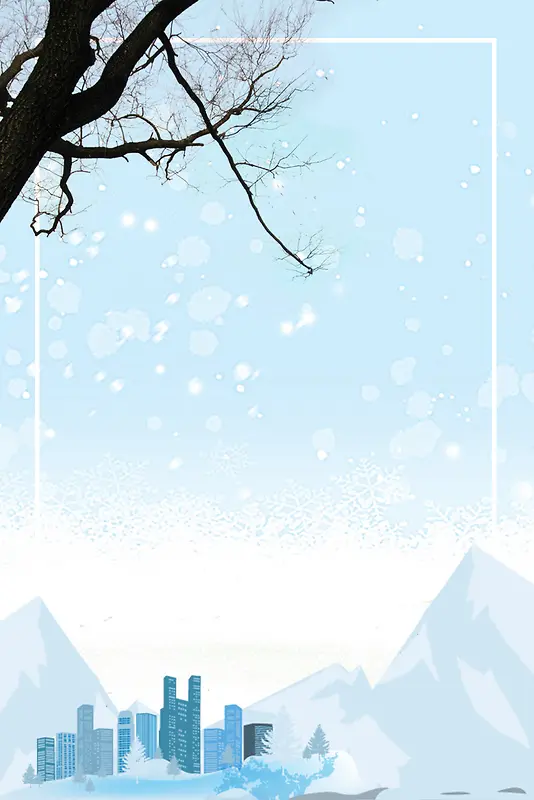 白色文艺背景冬季雪花主题设计