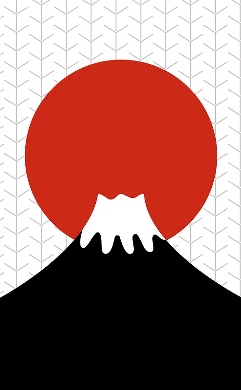 卡通扁平手绘日本富士山旅游背景素材