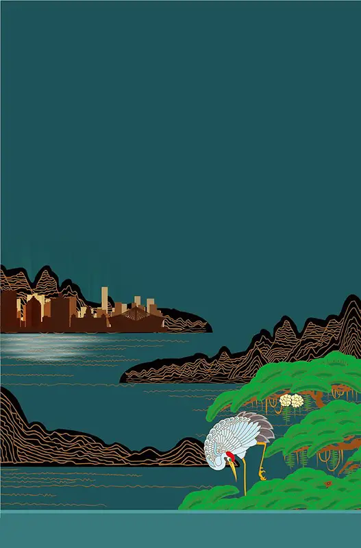 蓝色插画纹理背景