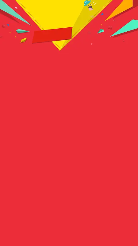 淘宝天猫促销扁平红色几何H5背景素材