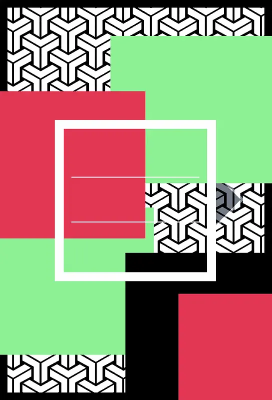 三角形矩形方块边框红绿时尚广告背景