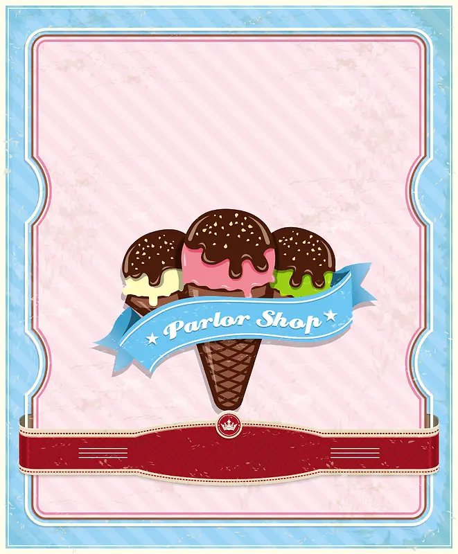 粉色手绘矢量冰淇淋背景海报c