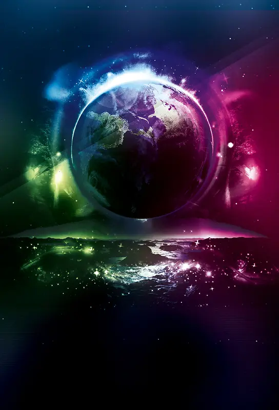 梦幻地球科技感海报背景素材
