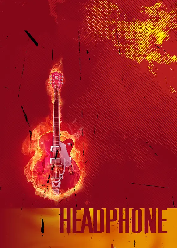 火焰吉他音乐海报