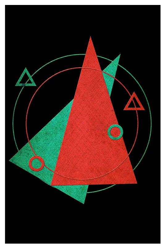 抽象几何简约黑绿红三色复古怀旧背景