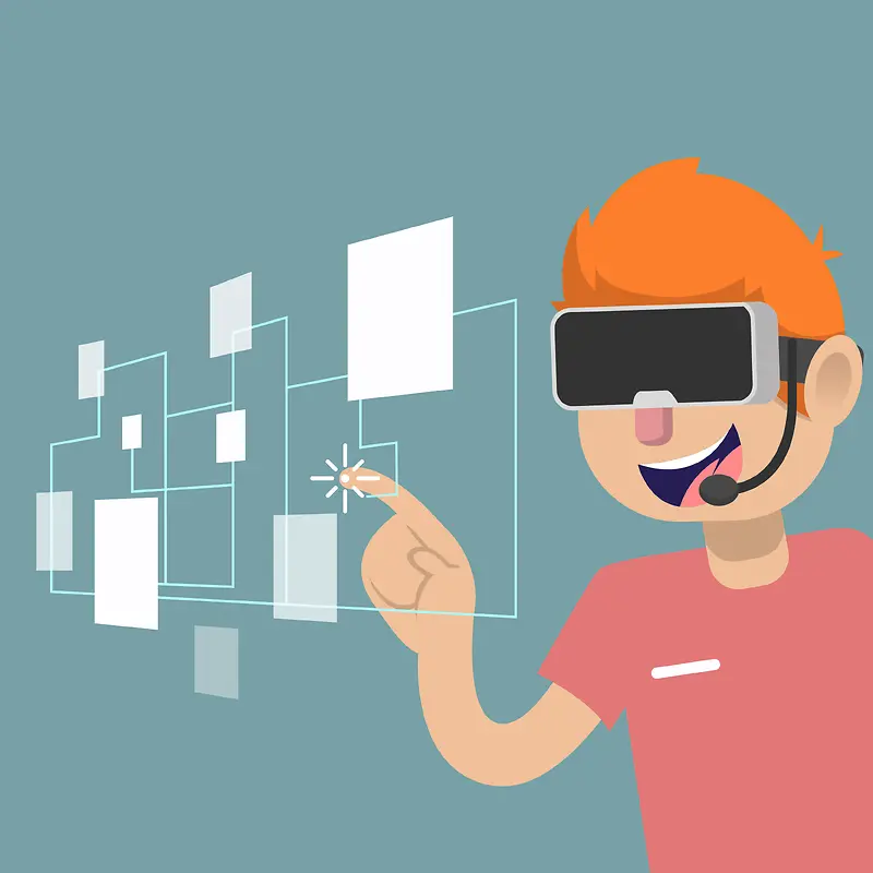 VR虚拟现实体验卡通人物背景素材