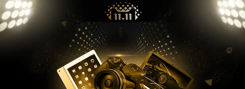 数码相机双十一促销简约黑色banner