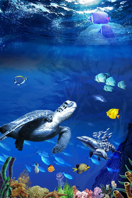 海洋世界旅游海报