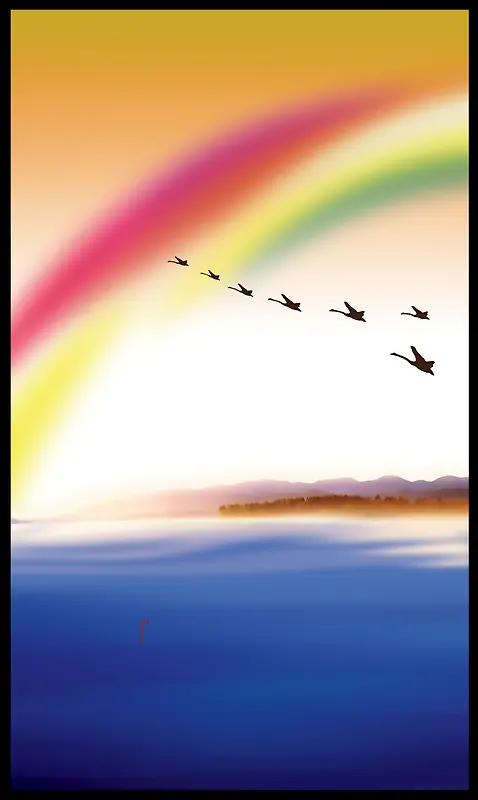彩虹大海海鸟背景