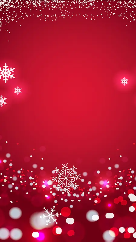 红色质感圣诞节雪花H5海报