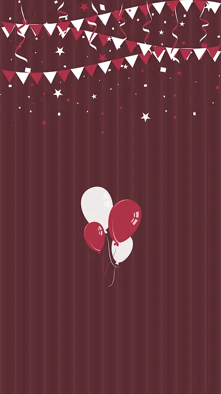 气球和三角拉旗生日红色H5背景素材