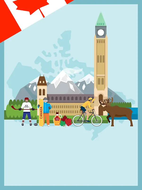 加拿大旅游海报设计背景模板
