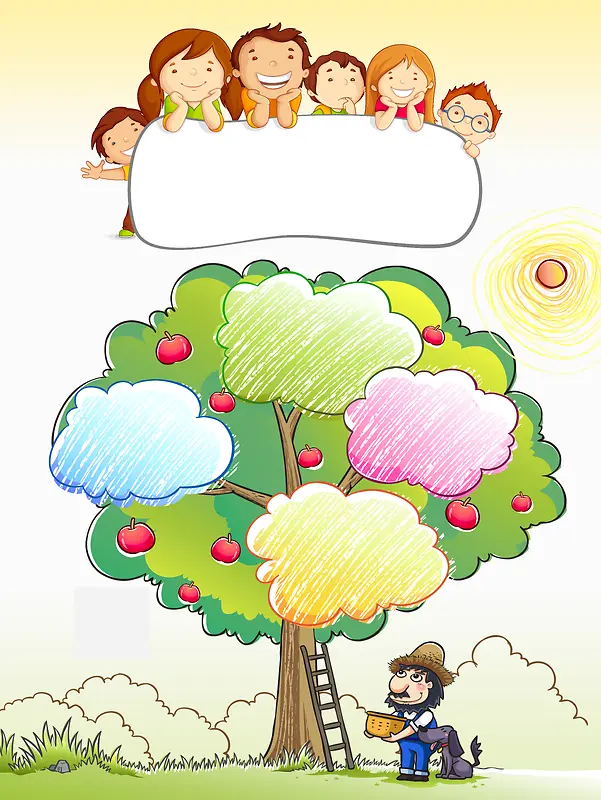 漫画果树海报背景素材