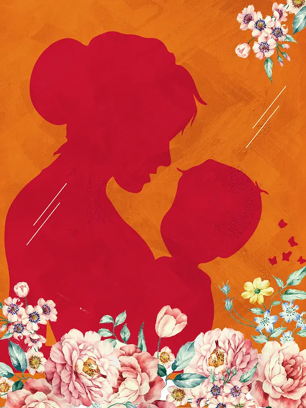 温馨母子剪影母亲节主题海报背景素材