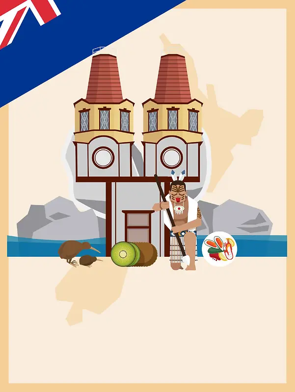 新西兰旅游海报设计背景模板