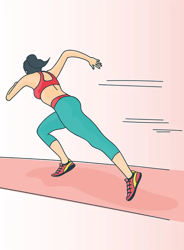 卡通手绘健身跑步减肥锻炼人物背景素材