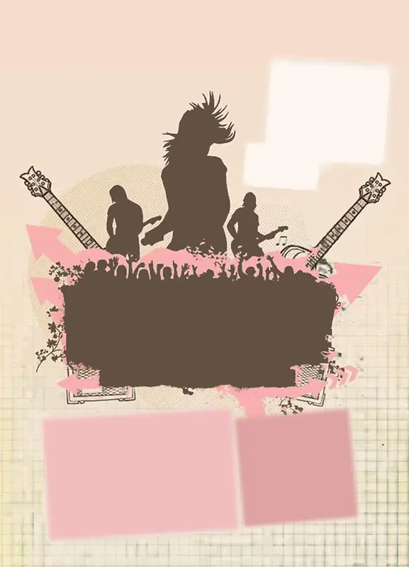 粉色人物剪影音乐吉他背景