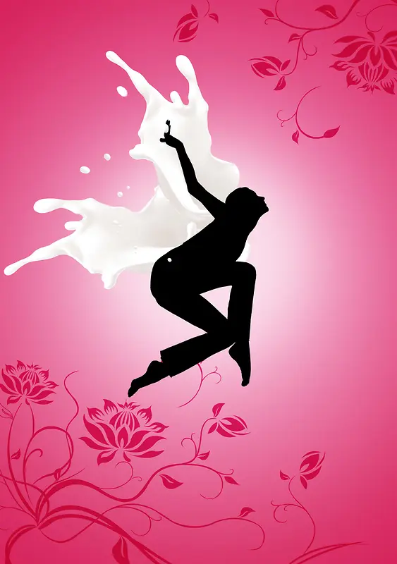 女人节舞蹈剪影粉色海报背景