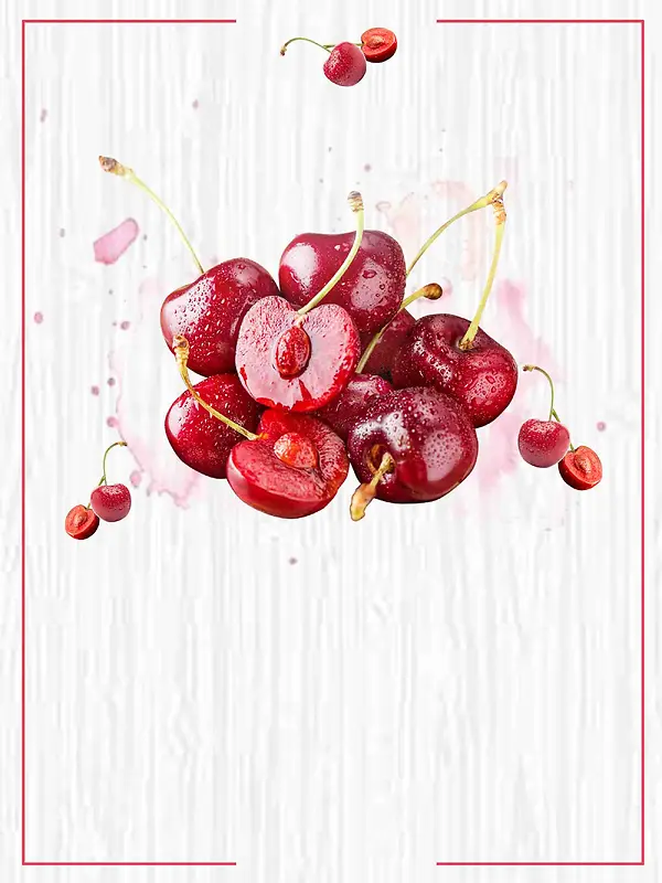 秋季水果樱桃海报背景模板