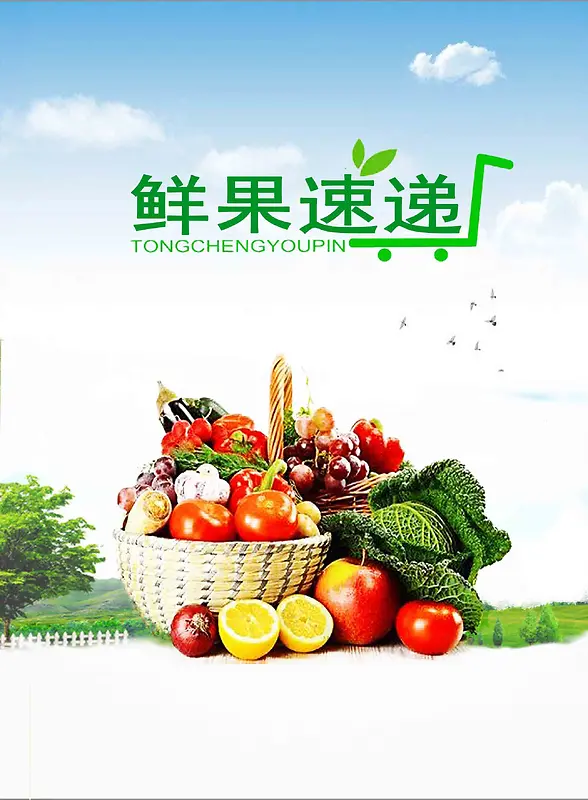 鲜果速递果蔬宣传海报