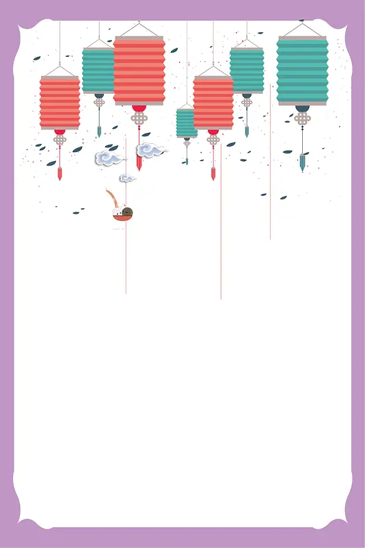 悬挂灯笼紫色简约扁平背景
