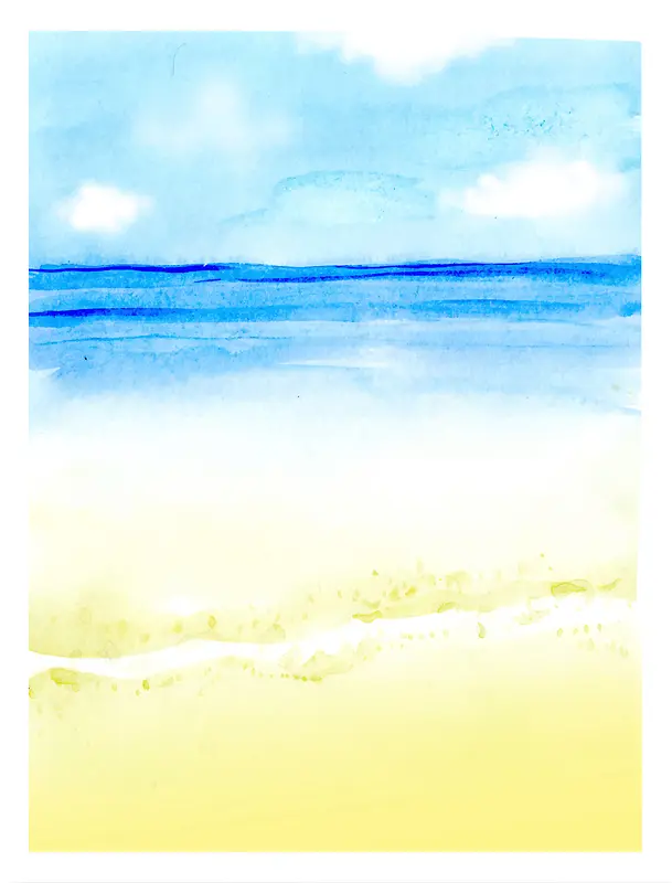 卡通手绘夏季上新海岸沙滩度假背景素材