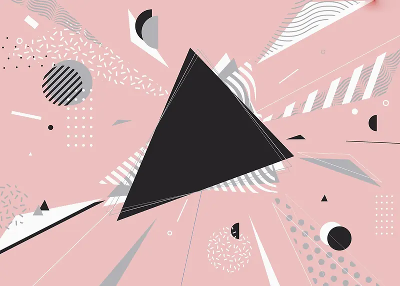 粉色简约三角形几何平面广告