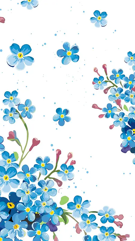 蓝色清新花瓣背景图