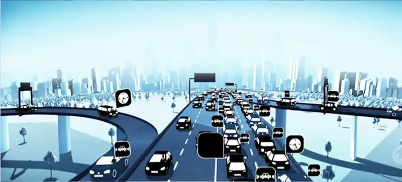 高架桥城市往来车辆背景图