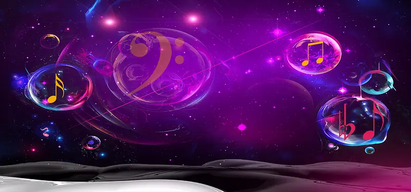 紫色魅力星光宇宙气泡音乐幻想星空光线背景素材