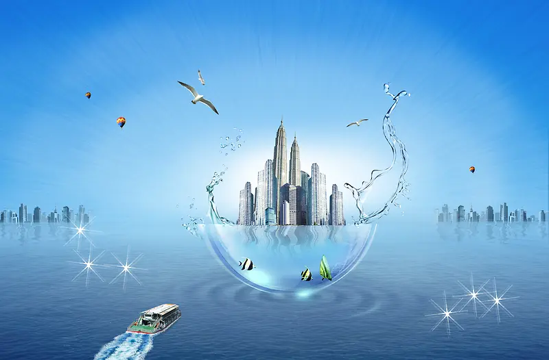 爱护水资源环保房产商务背景素材