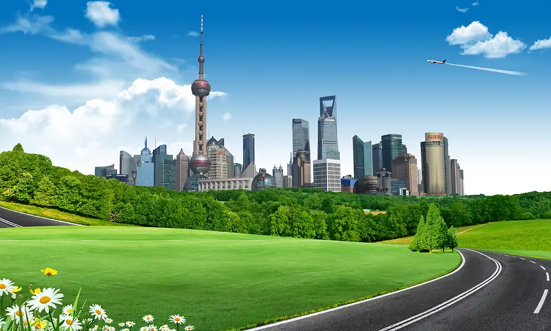 上海城市风光宣传海报背景