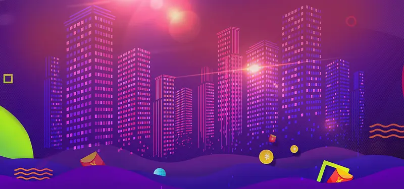 淘宝大气紫色积分商城背景海报