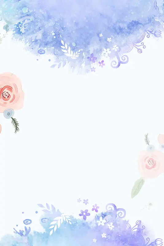 蓝色花卉海报背景素材