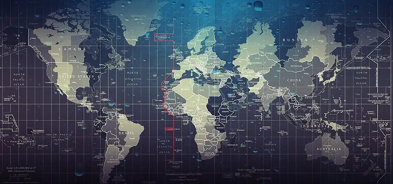 蓝色世界地图商务背景