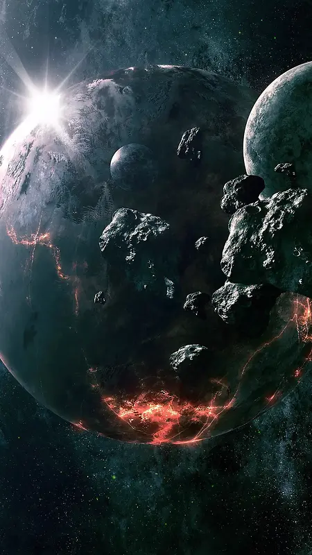 科幻世界末日地球爆炸H5背景