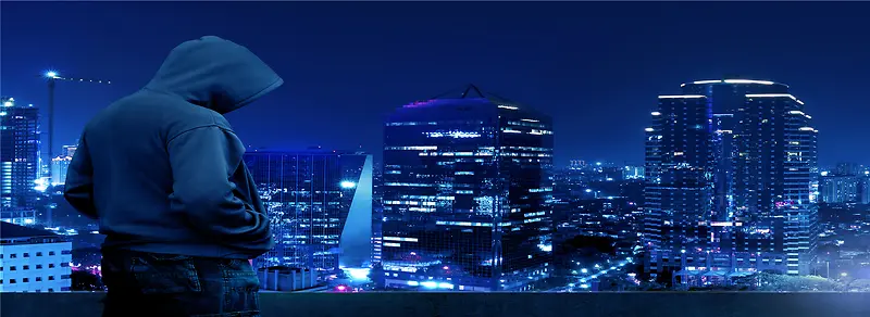城市建筑夜景黑色网络安全背景