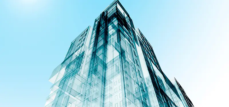 高楼科技科幻青色建筑海报背景