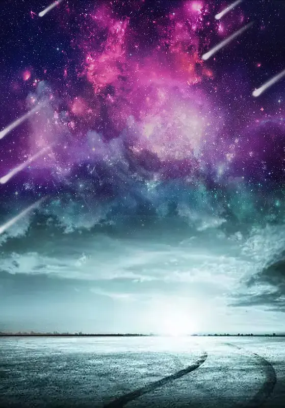 蓝色星空夜空流星乌云风景背景素材