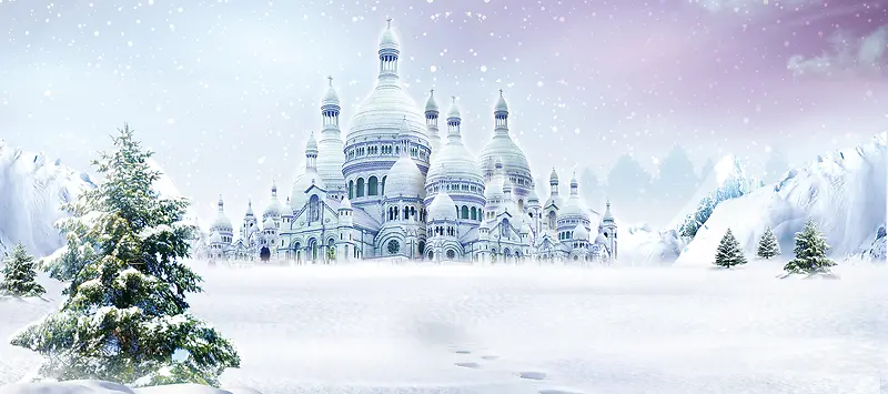 雪中城堡背景