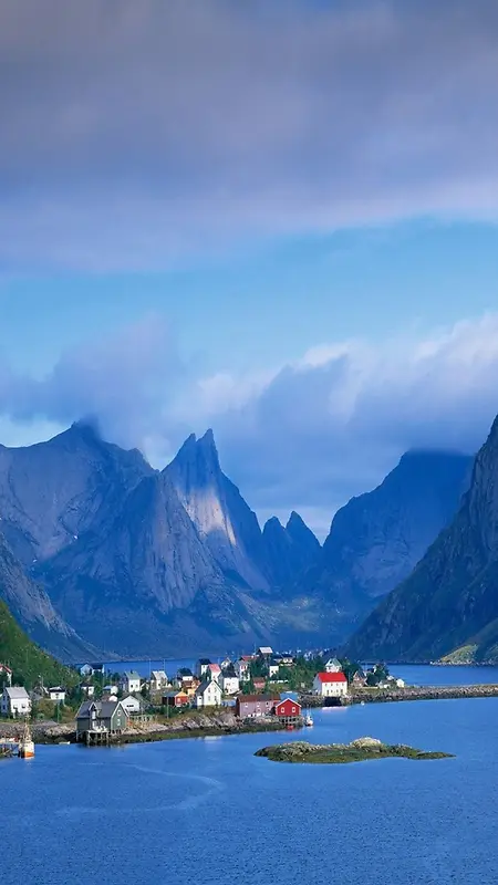 蓝天上峰建筑风景手机端H5背景