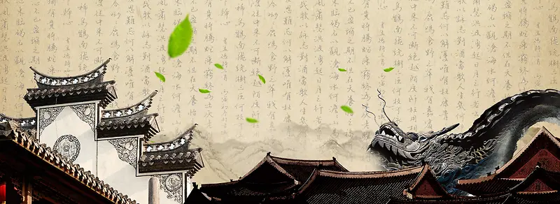 建筑古风灰色海报banner背景
