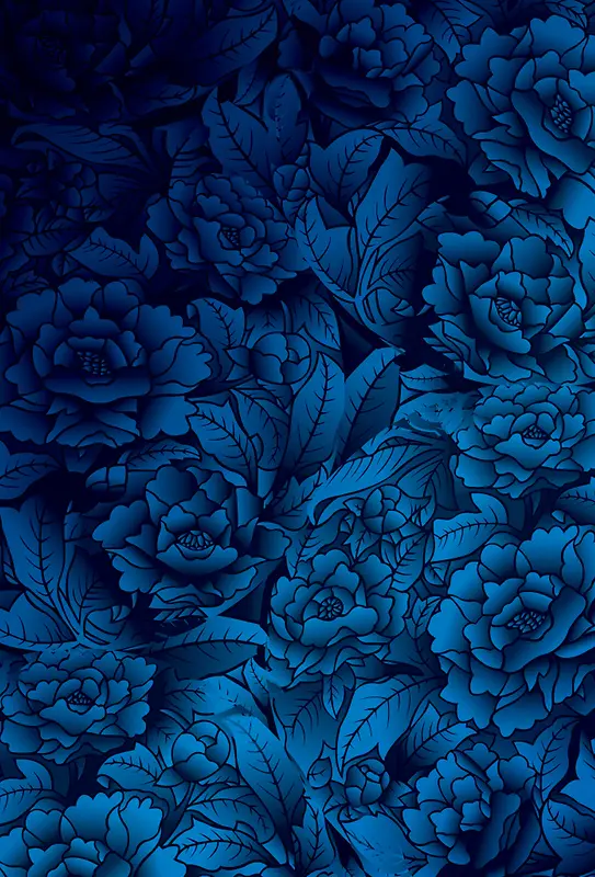高端蓝色花卉海报背景素材